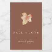 Terracotta "Herfst in de liefde" Herfstbladeren Wijn Etiket (Enkel label)