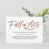 Terracotta Herfst in liefde belettering verlovings Kaart (Staand voorkant)