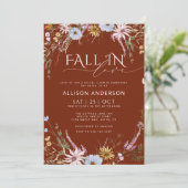 Terracotta Herfst in liefde bruids doucheuitnodigi Kaart (Staand voorkant)