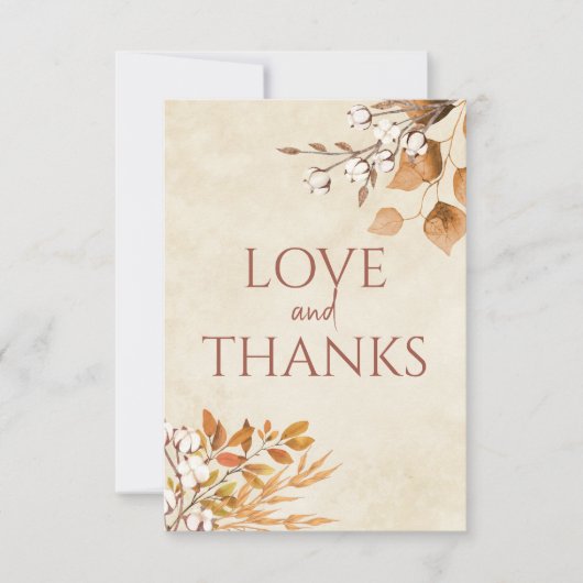 Terracotta herfst laat Boho herfst bruiloft Bedankkaart (Voorkant)