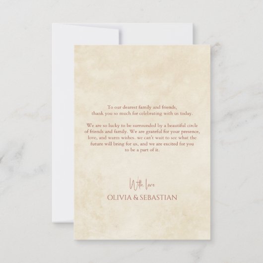 Terracotta herfst laat Boho herfst bruiloft Bedankkaart (Achterkant)