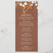 Terracotta herfst laat Boho herfst bruiloft Menu (Voorkant)