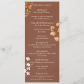 Terracotta herfst laat Boho herfst bruiloft Programmakaart (Achterkant)