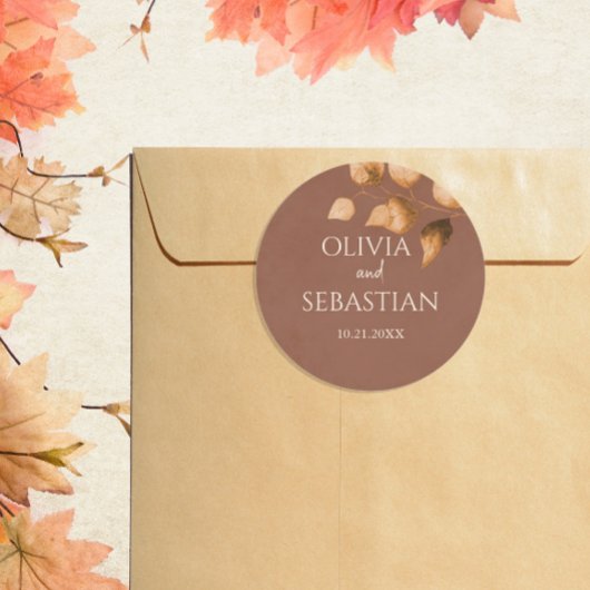 Terracotta herfst laat Boho herfst bruiloft Ronde Sticker