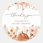 Terracotta Herfst pompoen Vrijgezellenfeest Ronde Sticker (Voorkant)