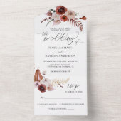 Terracotta Herfst Pompoenen Boho Bruiloft Details All In One Uitnodiging (Binnen)