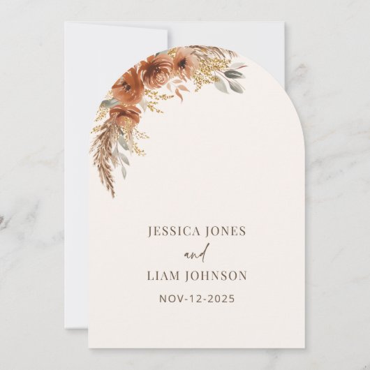 Terracotta herfst trouwzitplaats tafelnummer (Achterkant)