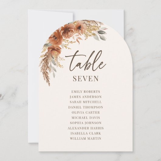 Terracotta herfst trouwzitplaats tafelnummer (Voorkant)