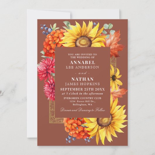 Terracotta Herfst Waterverf Bloemen QR Code Kaart (Voorkant)