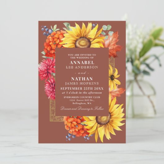 Terracotta Herfst Waterverf Bloemen QR Code Kaart (Staand voorkant)