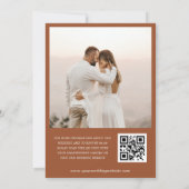 Terracotta Herfst Wildbloemen Foto QR Code Bruilof Kaart (Achterkant)