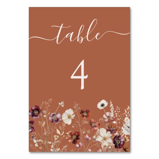 Terracotta Herfst Wildflower Wedding Kaart (Voorkant)