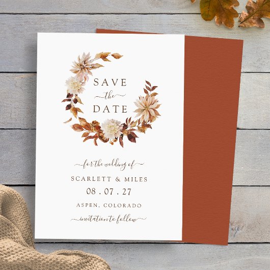 Terracotta Herfst Wreath Wedding Save the Date