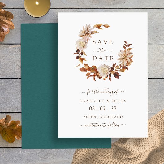 Terracotta Herfst Wreath Wedding Save the Date