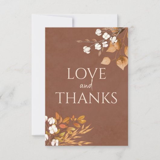 Terracotta herfstbladeren Boho herfstbruiloft Bedankkaart (Voorkant)
