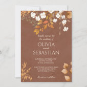 Terracotta herfstbladeren Boho herfsttrouw Kaart (Voorkant)