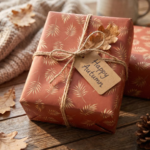 Terracotta herfstbladeren inpakpapier goud