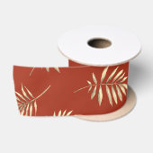 Terracotta herfstbladeren satijnen lint (Spoel)