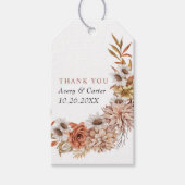 Terracotta herfstbloemen en bladeren vallen bruilo cadeaulabel (Voorkant)