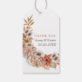 Terracotta herfstbloemen en bladeren vallen bruilo cadeaulabel (Achterkant)