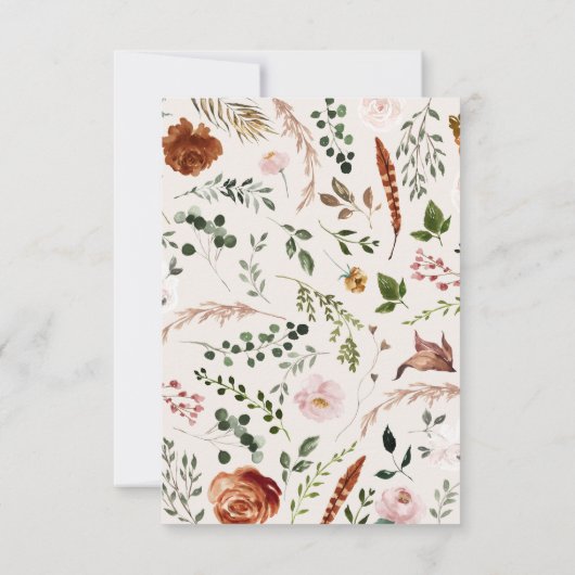 terracotta hert bloemrijke elegante rustieke bruil kaart (Achterkant)