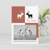 Terracotta hert Merry kerstfoto Feestdagenkaart (Staand voorkant)