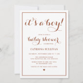 Terracotta Het is een Boy Calligraphy Baby shower Kaart (Voorkant)