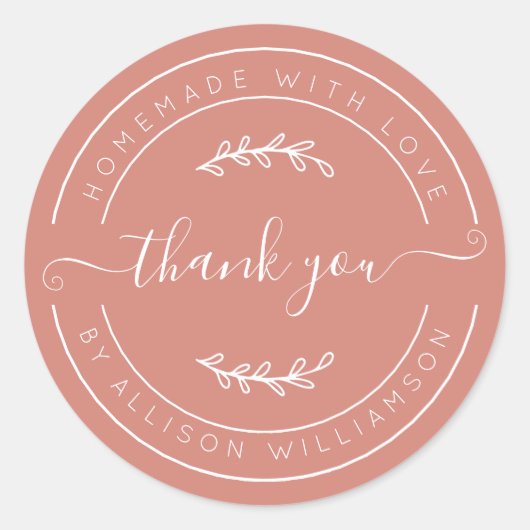 Terracotta Homemade Thank You Label (Voorkant)