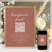 Terracotta Honeymoon Fund QR Code Wedding Sign Poster