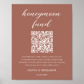 Terracotta Honeymoon Fund QR Code Wedding Sign Poster (Voorkant)
