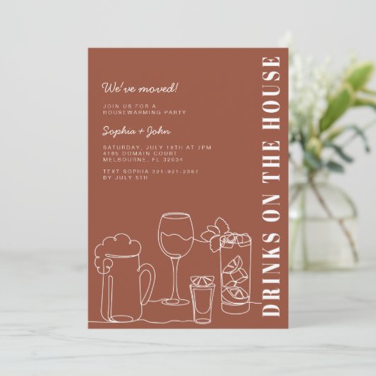 Terracotta Housewarming Party Kaart (Staand voorkant)