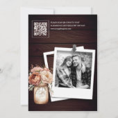 Terracotta Hout Bloem Foto QR Code Bruidsfeest Kaart (Achterkant)