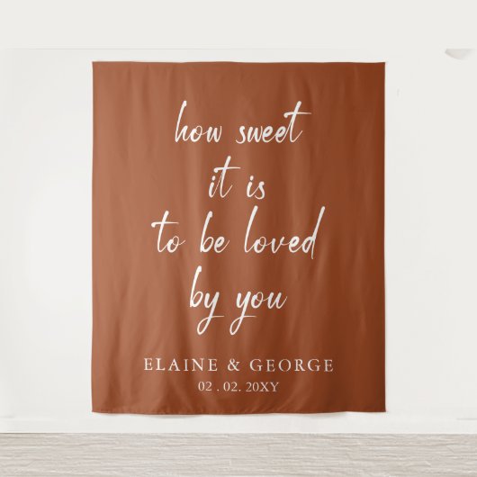 Terracotta How Sweet it is Weddenschap Photo Backd Wandkleed (Voorkant)