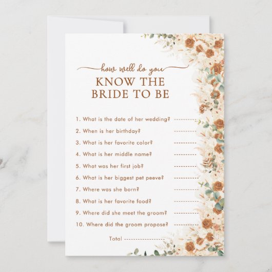 Terracotta How Well Do You Know the Bride Game (Voorkant)