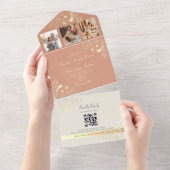 Terracotta Huwelijk QR Code All In One Uitnodiging (Afscheurbaar)