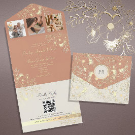 Terracotta Huwelijk QR Code All In One Uitnodiging