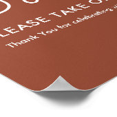 Terracotta huwelijksprogramma's bord aanwijzer voo poster (Hoek)