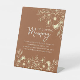 Terracotta In Loving Memory Trouwherdenking Reclamebord Met Voetstuk