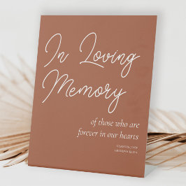 Terracotta in Loving Memory Wedding Memorial Reclamebord Met Voetstuk