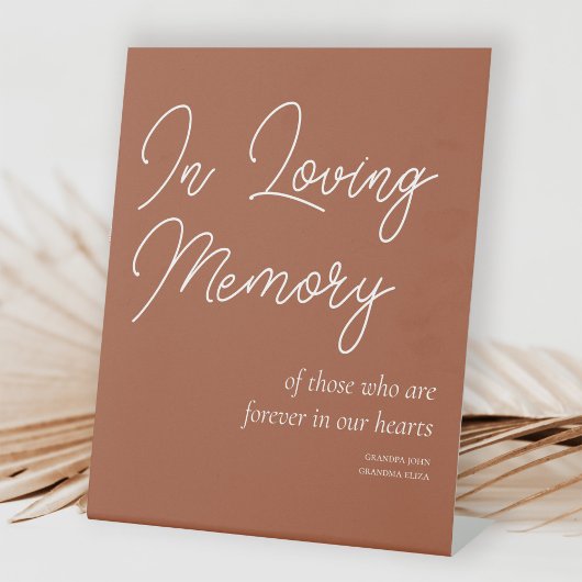 Terracotta in Loving Memory Wedding Memorial Reclamebord Met Voetstuk