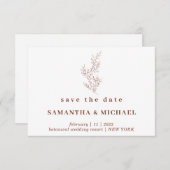 Terracotta Indie Autumn Floral Save the date Kaart (Voorkant / Achterkant)