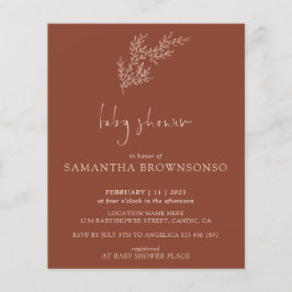 Terracotta Indie Boho Botanical Budget Baby shower Flyer
