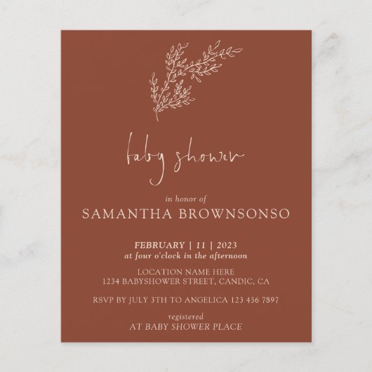 Terracotta Indie Botanische Budget Flyer (Voorkant)
