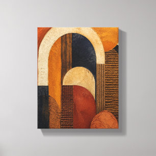 Terracotta Indigo Geweven Bogen – Textuur Geometri Canvas Afdruk
