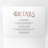 Terracotta initialen en ampersand, roos bruiloft drieluik uitnodiging (Binnenzijde eerst)