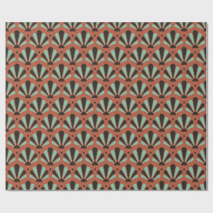 Terracotta, inkt en jade Art Deco traanvormige waa Cadeaupapier
