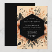 Terracotta Inky Botanical Wedding Kaart (Voorkant / Achterkant)