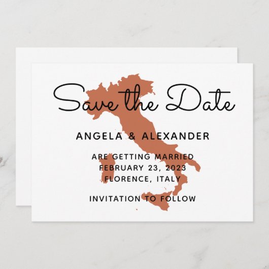 Terracotta Italy Destination Wedding Save The Date (Voorkant / Achterkant)