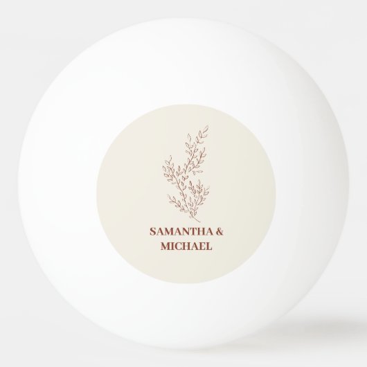 Terracotta Ivoor Beige Ivy Bloem Bruiloft Spelletj Pingpongbal (Voorkant)