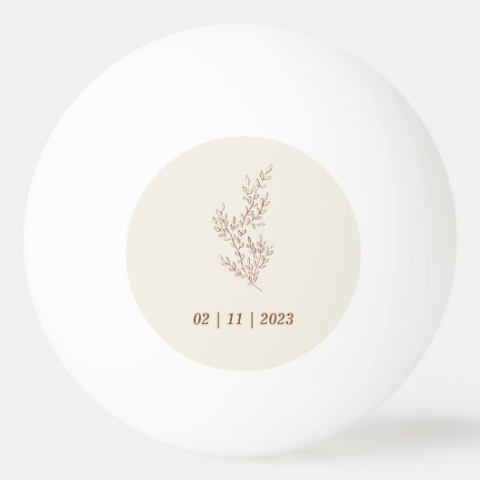 Terracotta Ivoor Beige Ivy Bloem Bruiloft Spelletj Pingpongbal (Achterkant)